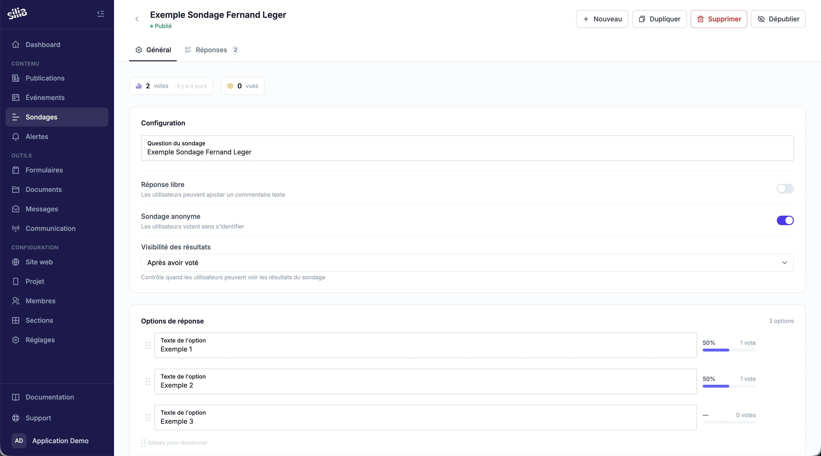 Gestion des sondages